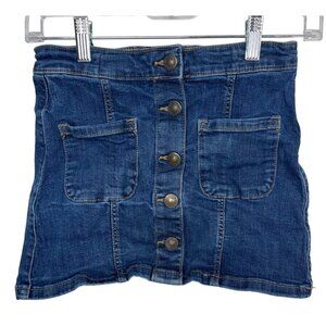 CLEARANCE Mango Girls Denim Skirt Size 11 12 Kids Blue Jean Button Mini Casual